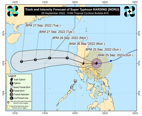 Signal No. 5 up over two areas as Super Typhoon Karding .